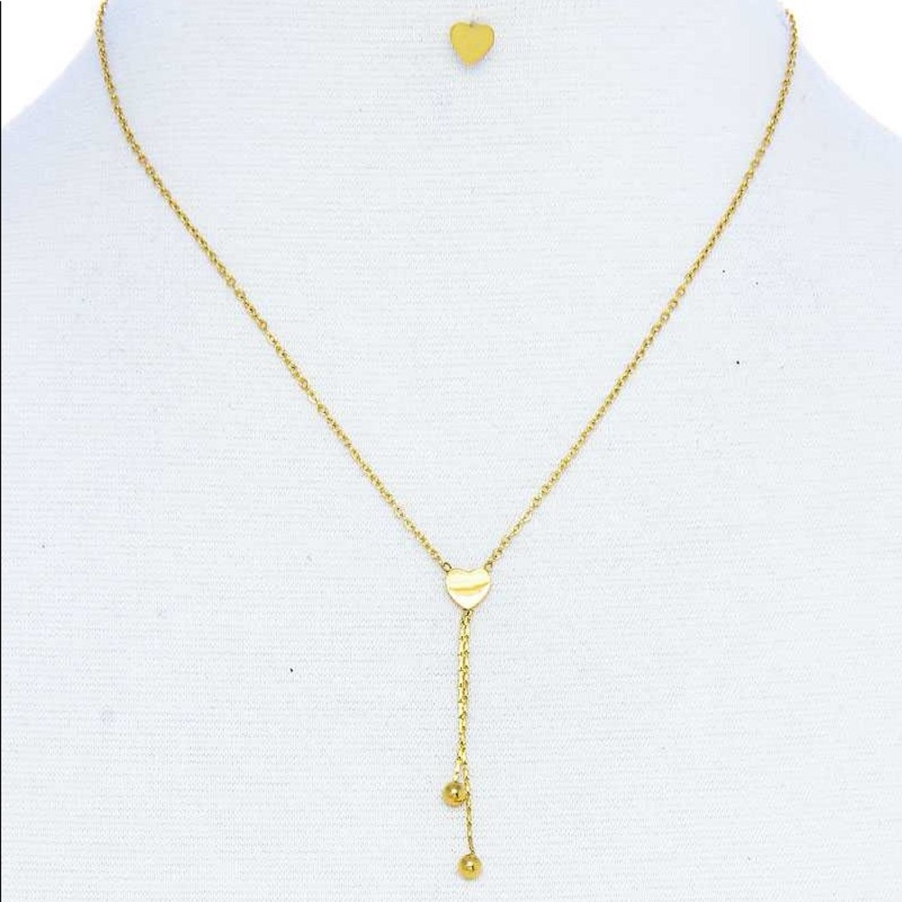 Mini Heart Gold Necklace And Earring Set